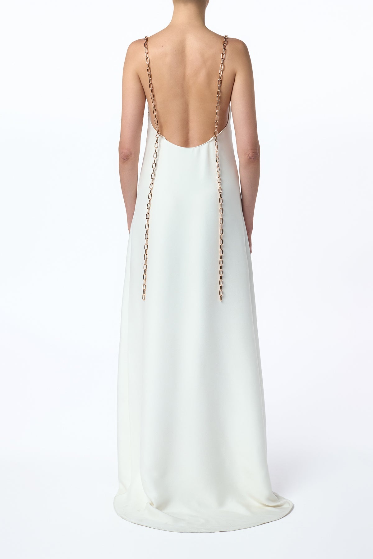 Indigo Chain Maxi Dress in Ivory Silk - 5