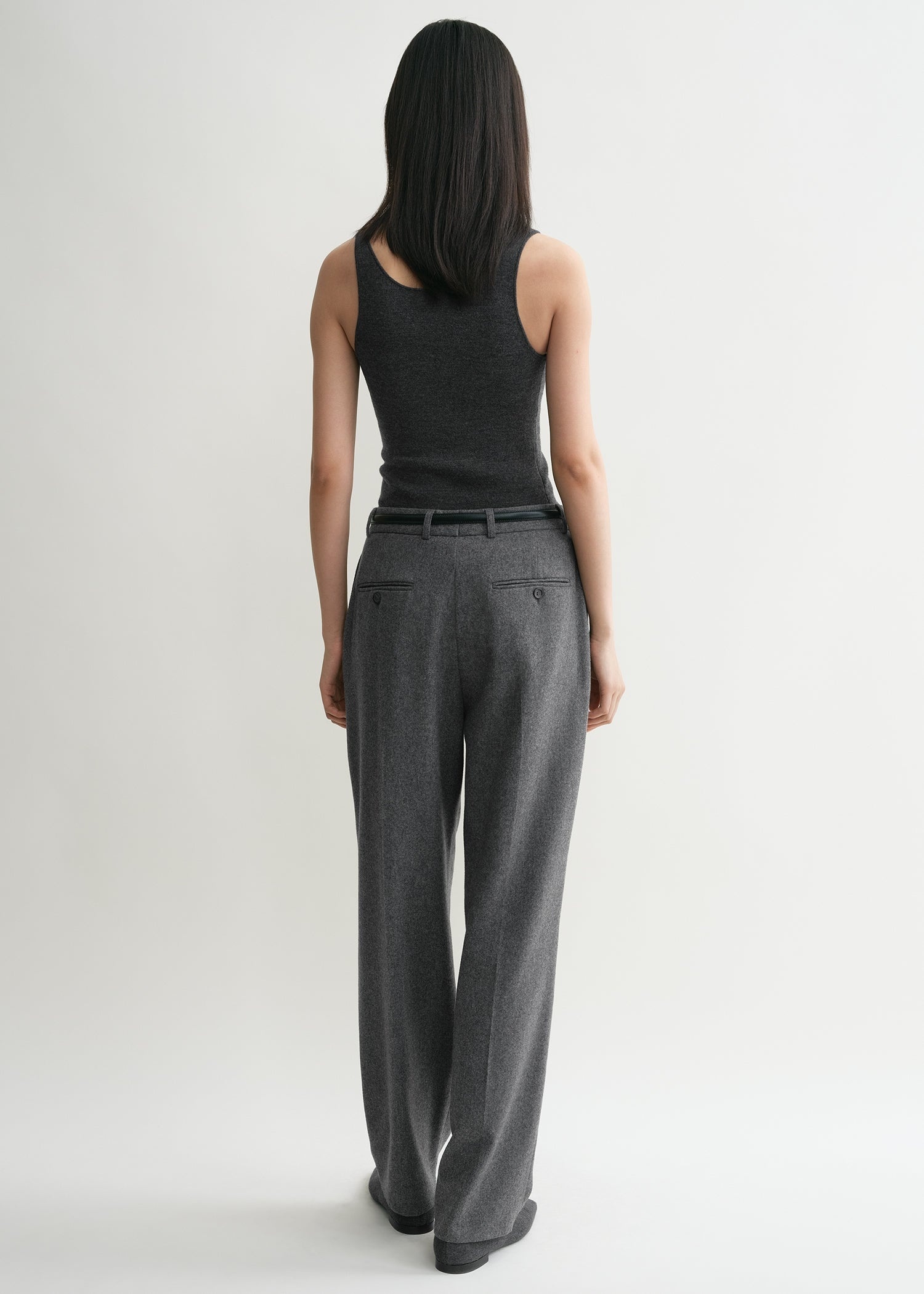 Double-pleated tailored trousers grey melange - 4