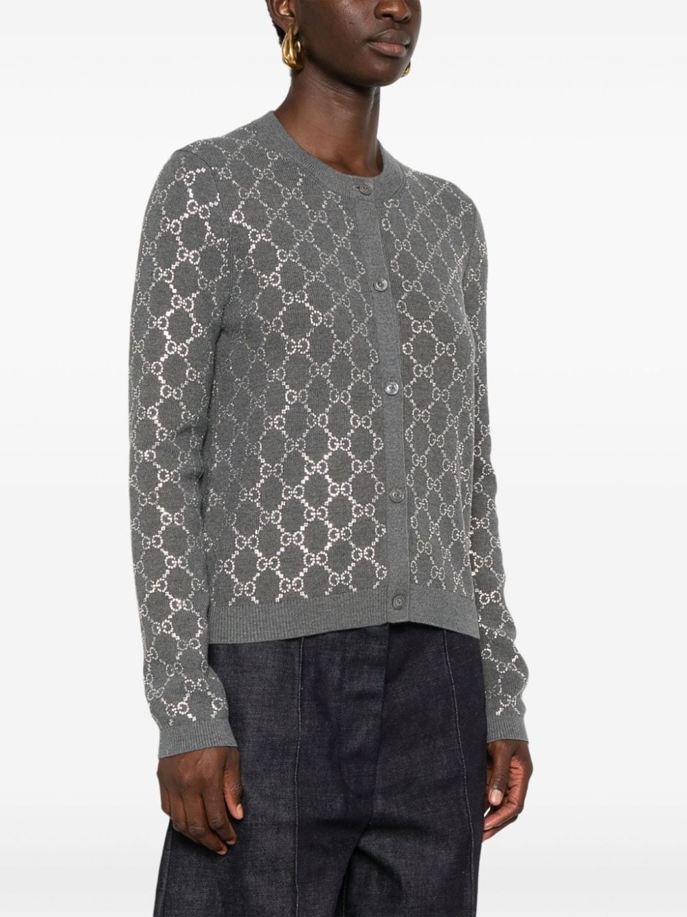 GG crystal-embellished cardigan - 3
