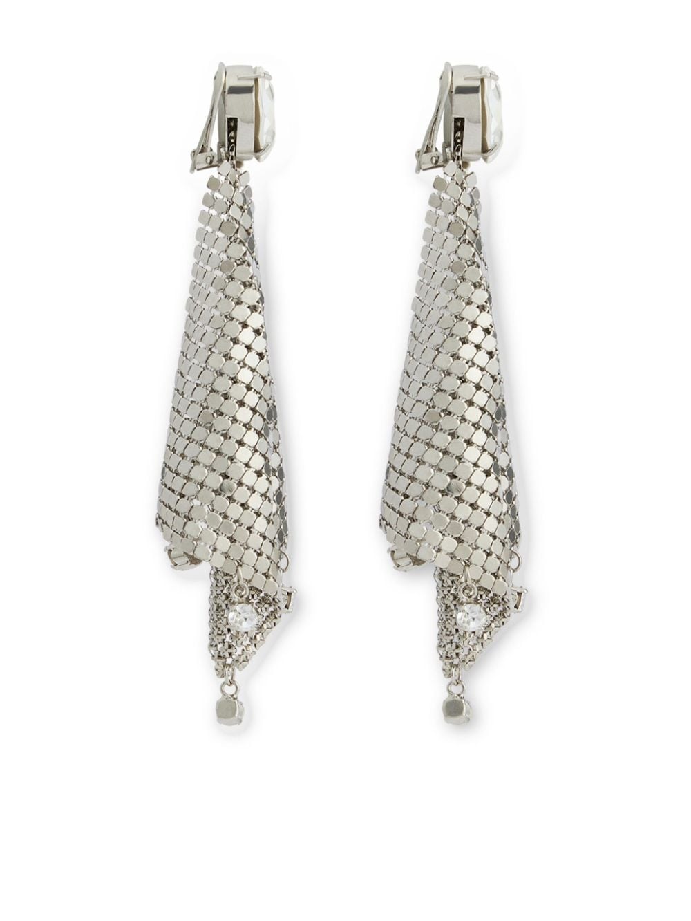 crystal-embellished chainmail drop earrings - 3