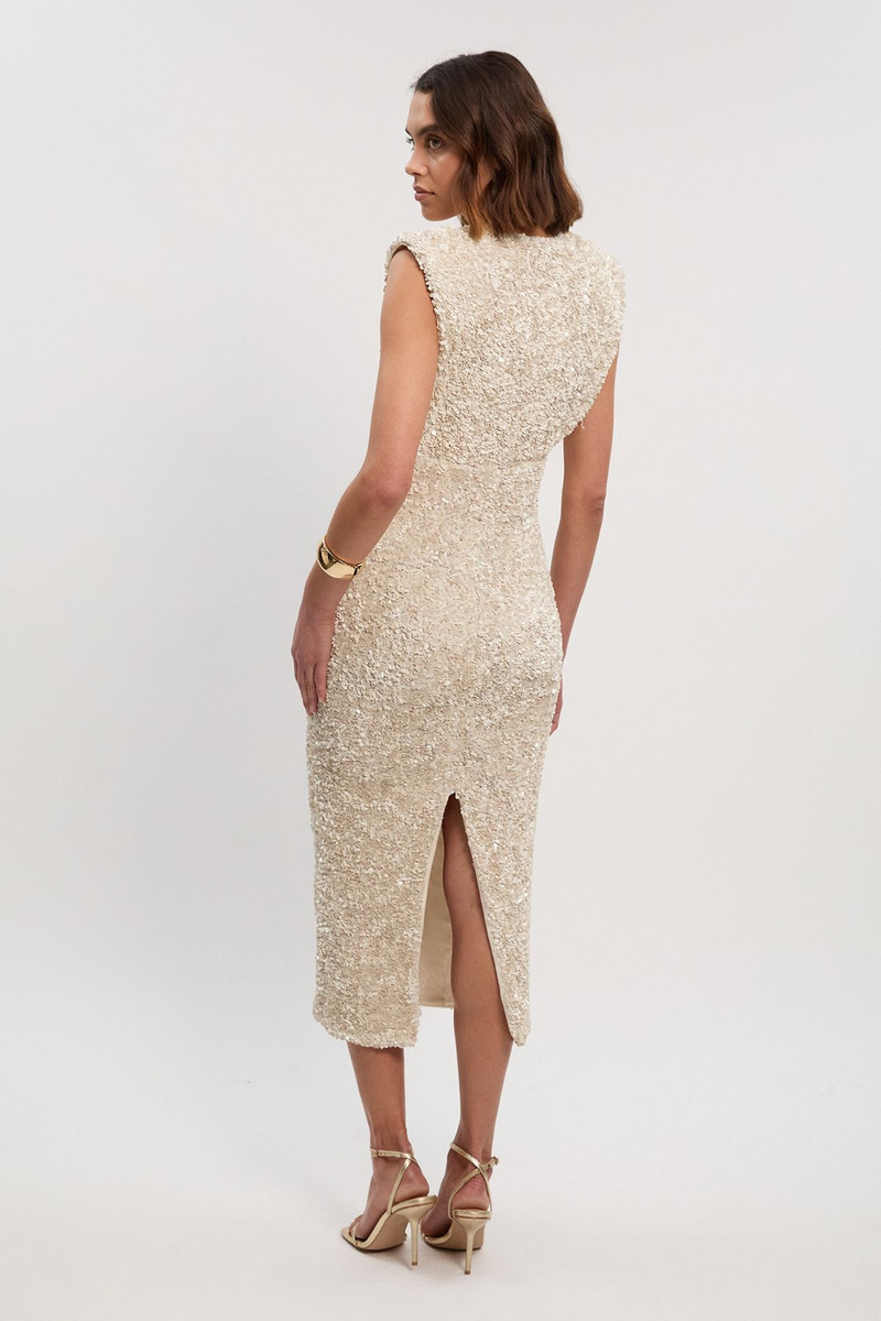 Textured Sequin Sleeveless Midi Dress 4