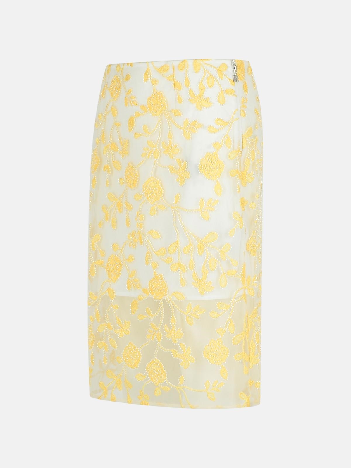 'PENCIL FLOWER' YELLOW POLYESTER SKIRT - 2