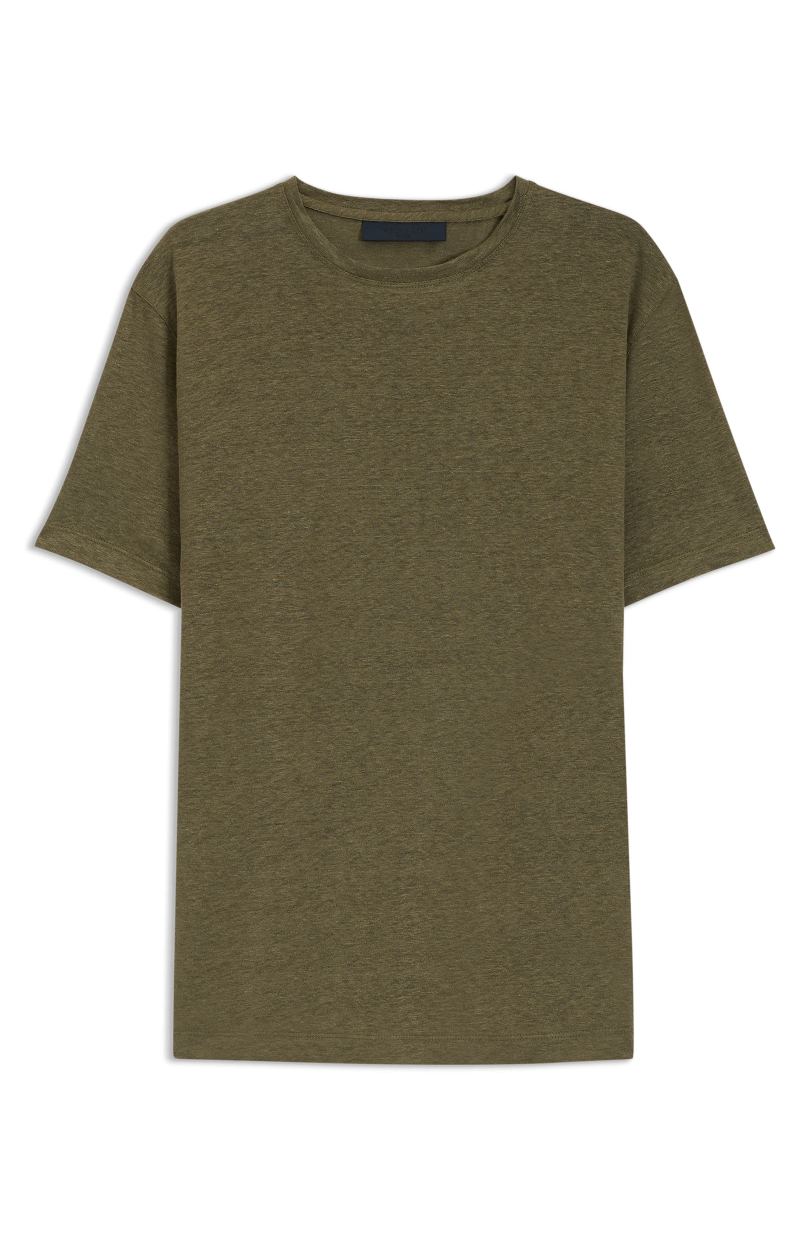 BOSS x Beckham Taut Linen T-Shirt in Medium Green at Nordstrom - 5