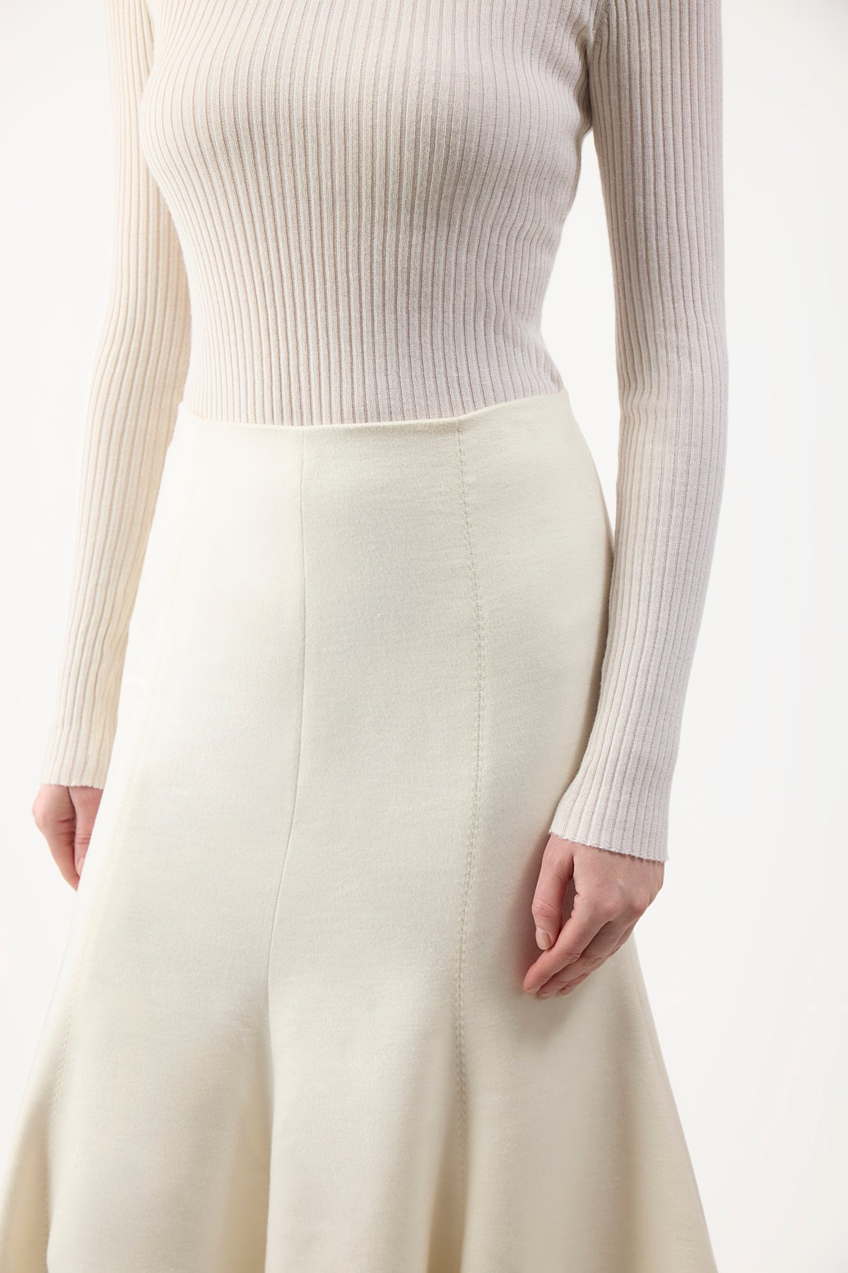 Amy Skirt in Ivory Winter Silk - 5