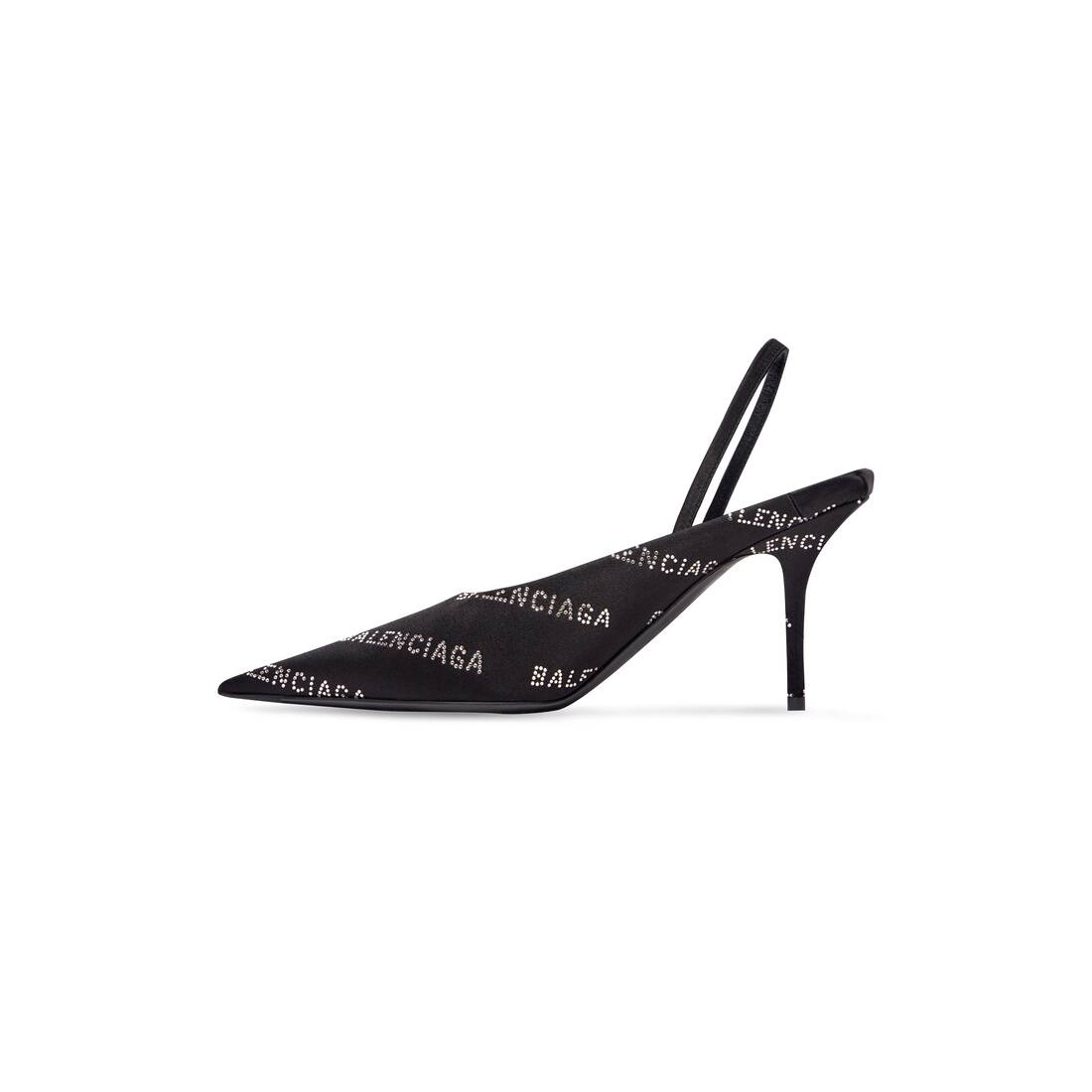 Women's Square Knife Slingback 80mm Mule With Rhinestones in Black - 4