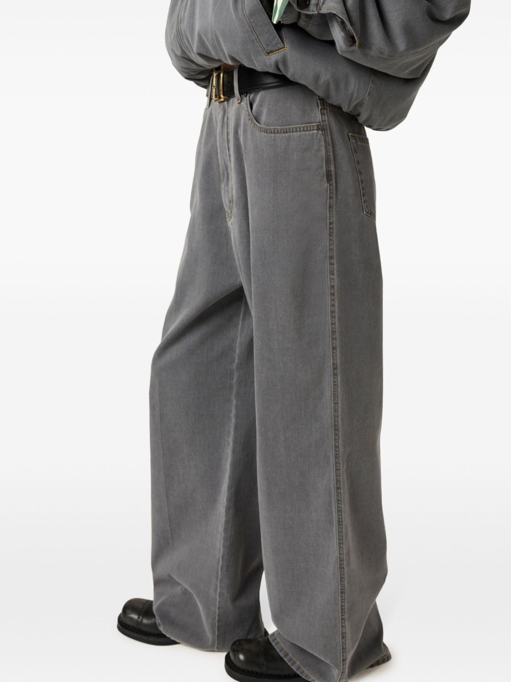 logo-embroidered wide-leg jeans - 3
