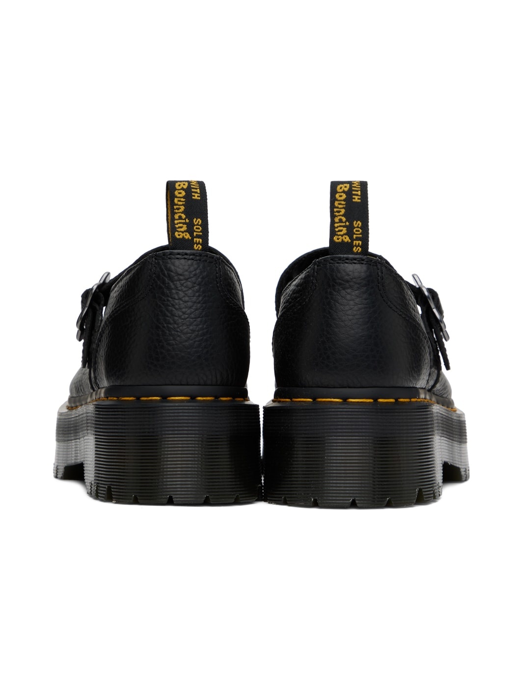 Black Addina Flower Buckle Leather Platform Oxfords - 2