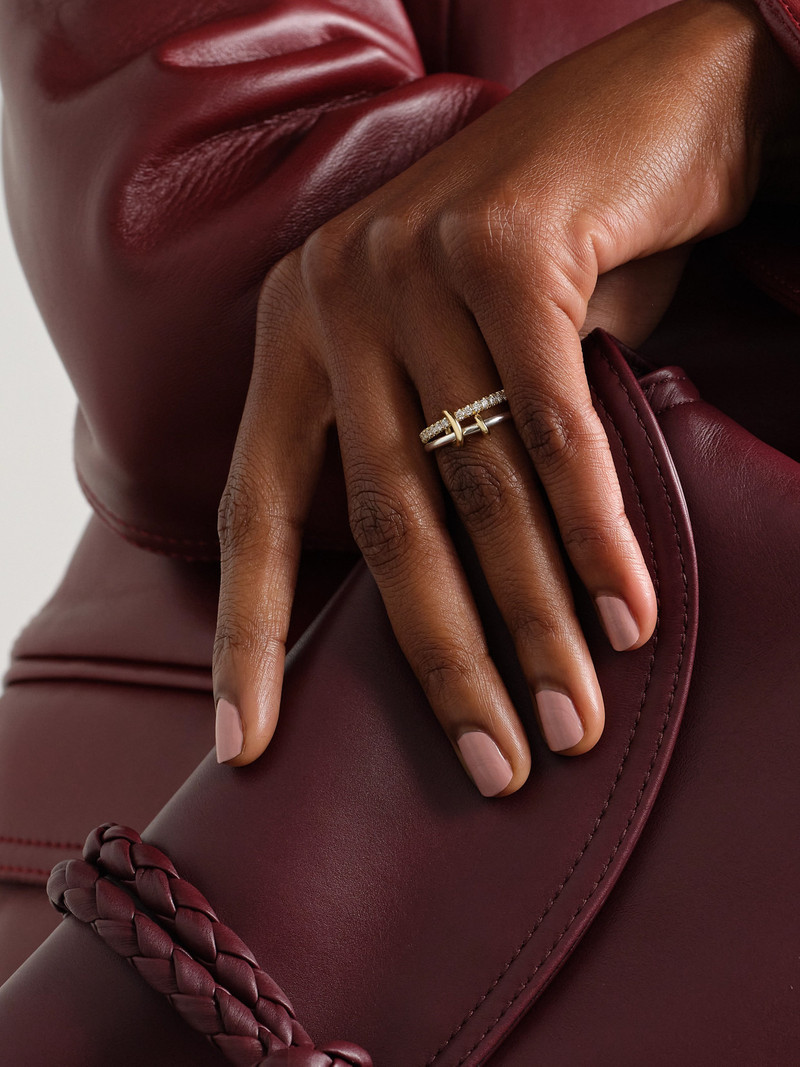 Spinelli Kilcollin Emi Set Of Two 18-karat Gold And Sterling Silver Diamond Rings outlook