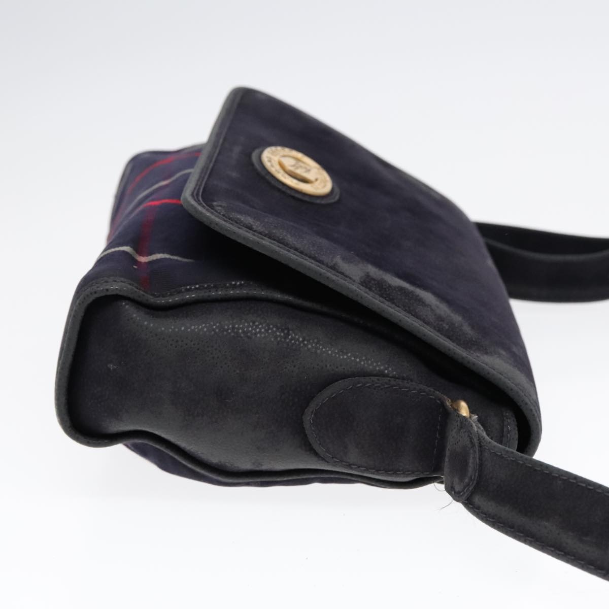 Burberry Nova Check Shoulder Bag Canvas Navy Gold - 3
