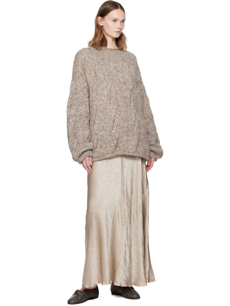 LAUREN MANOOGIAN Gray Handknit Cable Rollneck Sweater outlook