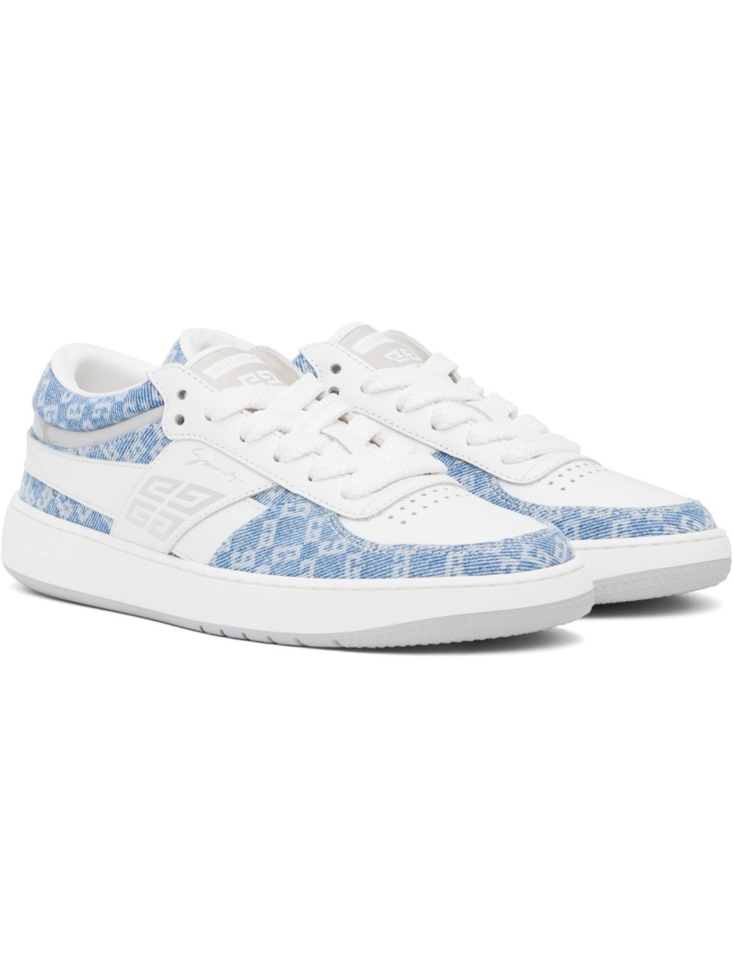 White & Blue G Move Sneakers - 4
