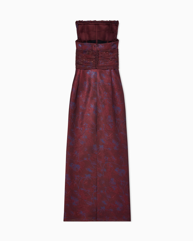 STRAPLESS EVENING DRESS WITH FLORAL EMBROIDERY AND BEADING 3