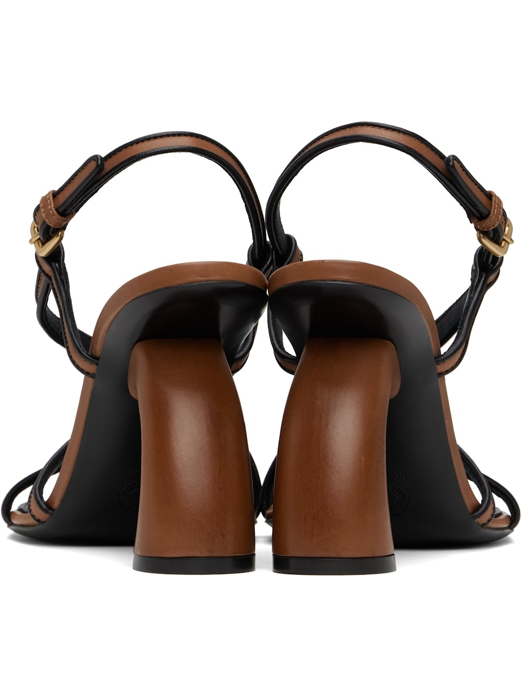 Tan & Black Trimmed Heeled Sandals - 2