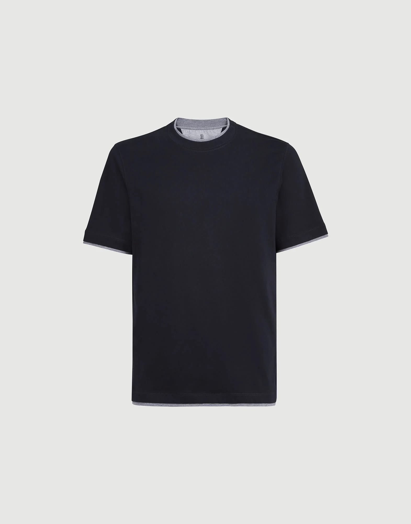 Cotton jersey crew neck T-shirt with faux-layering - 1