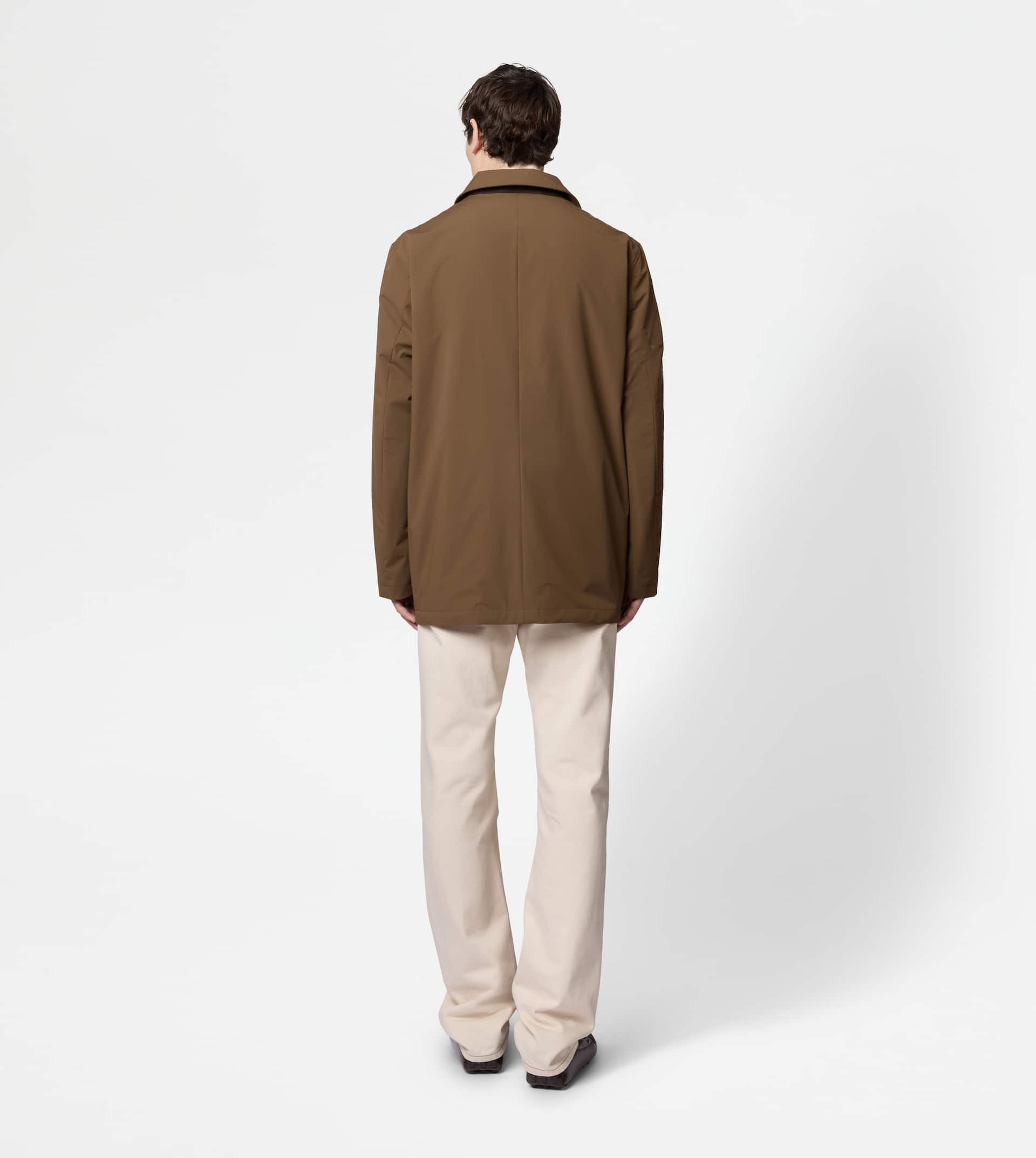 CAR COAT IN STRETCH NYLON - BROWN - 3