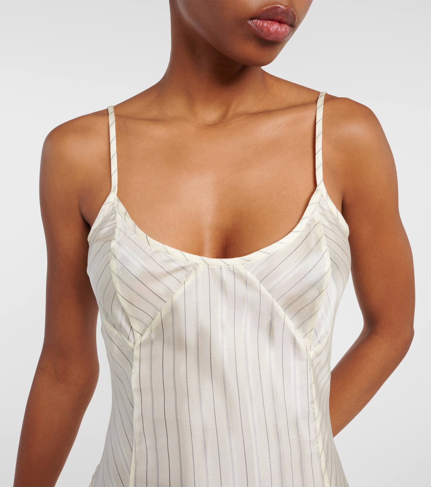 Striped satin slip dress - 4