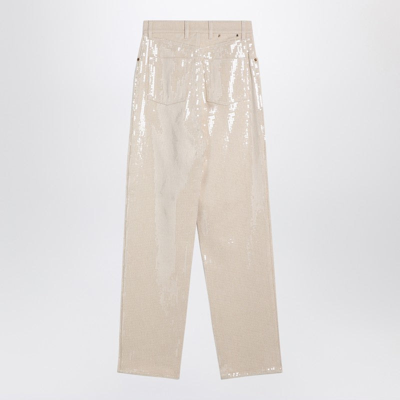 Golden Goose Trousers With Transparent Sequins Écru Women - 2