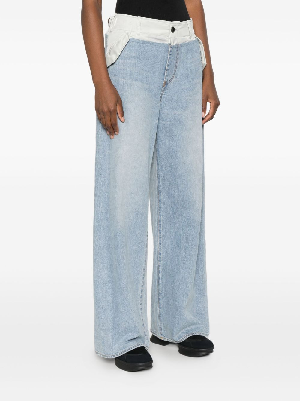 panelled cotton jeans - 3