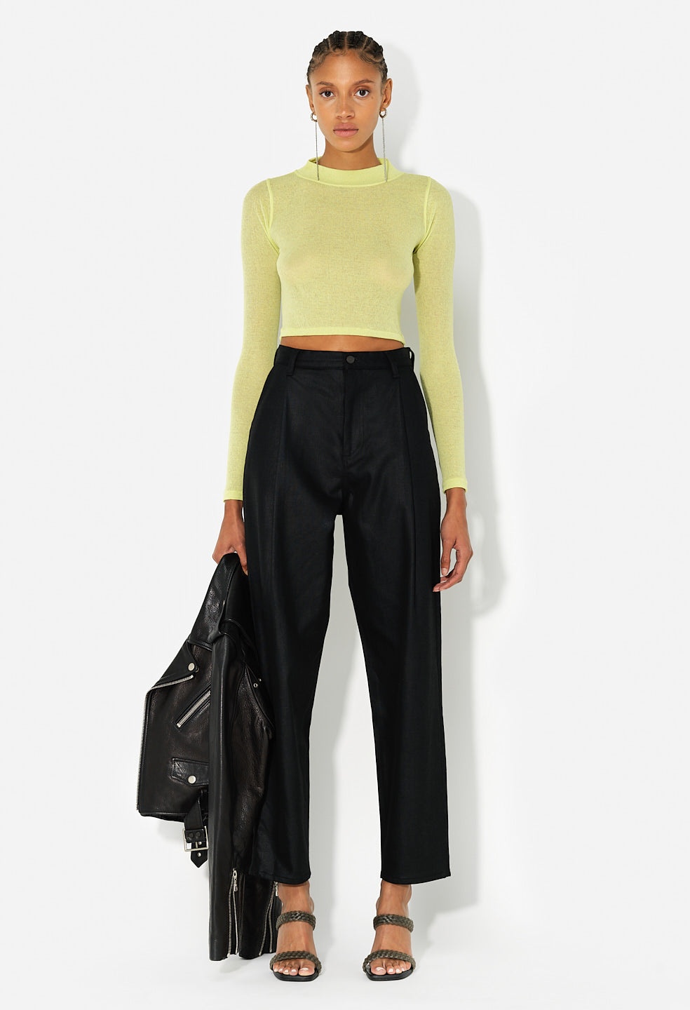 GAUZE RIB LS CROPPED TEE - 2