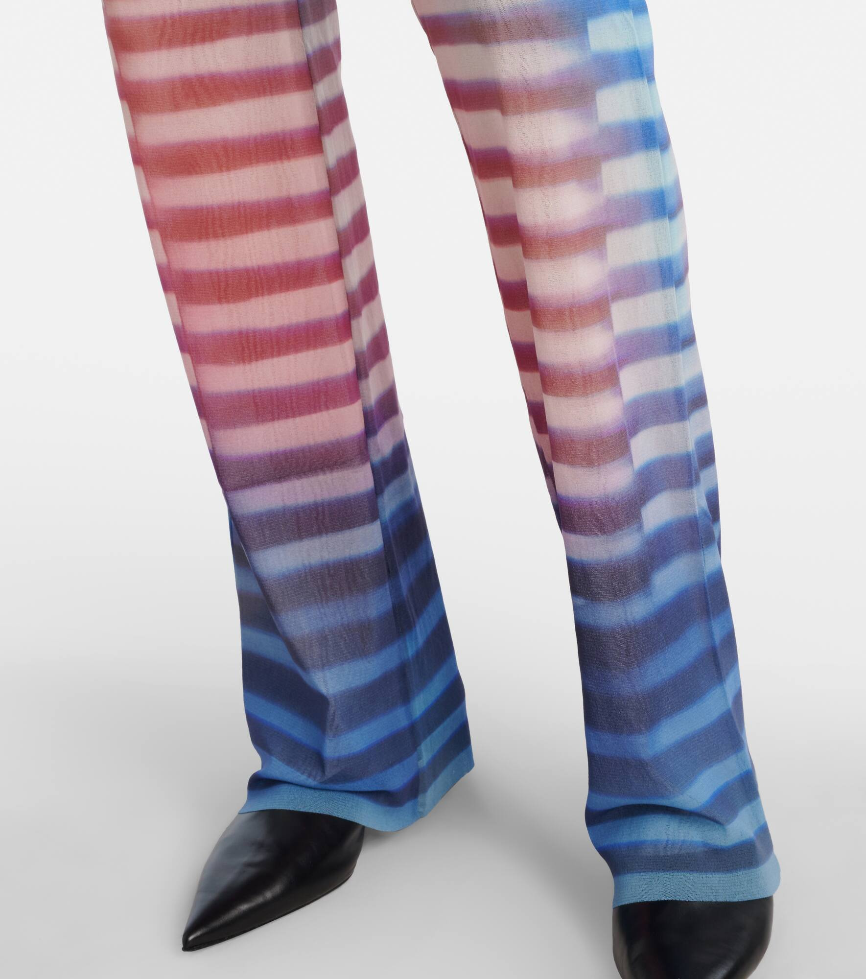 Printed striped mesh flared pants - 5