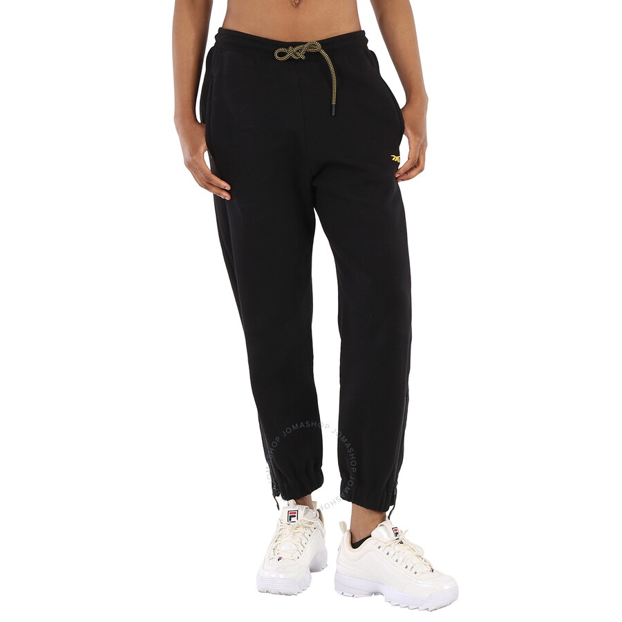 Reebok Ladies Black Logo-embroidered Track Pants - 3