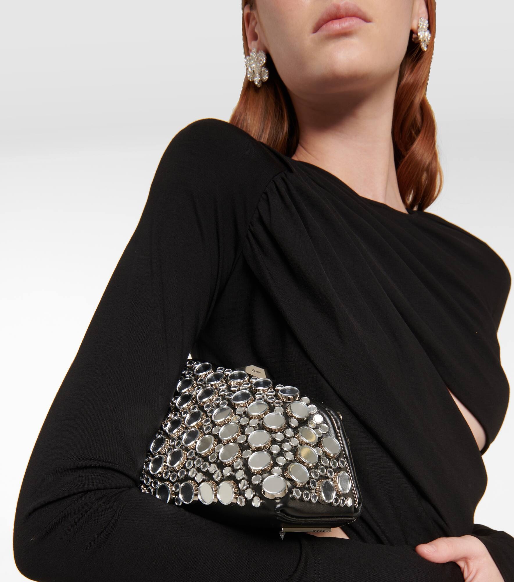 Midnight Mini studded leather clutch - 2