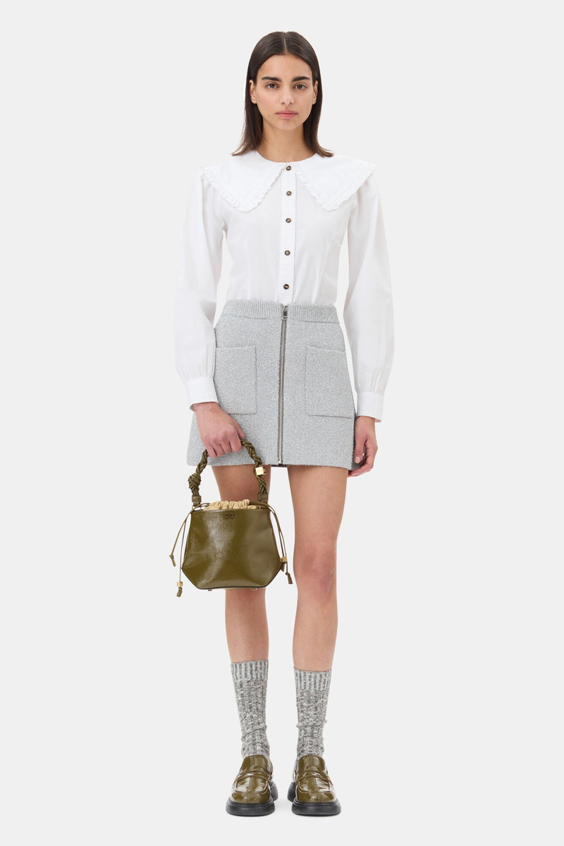 GANNI SILVER SPARKLE MINI SKIRT outlook