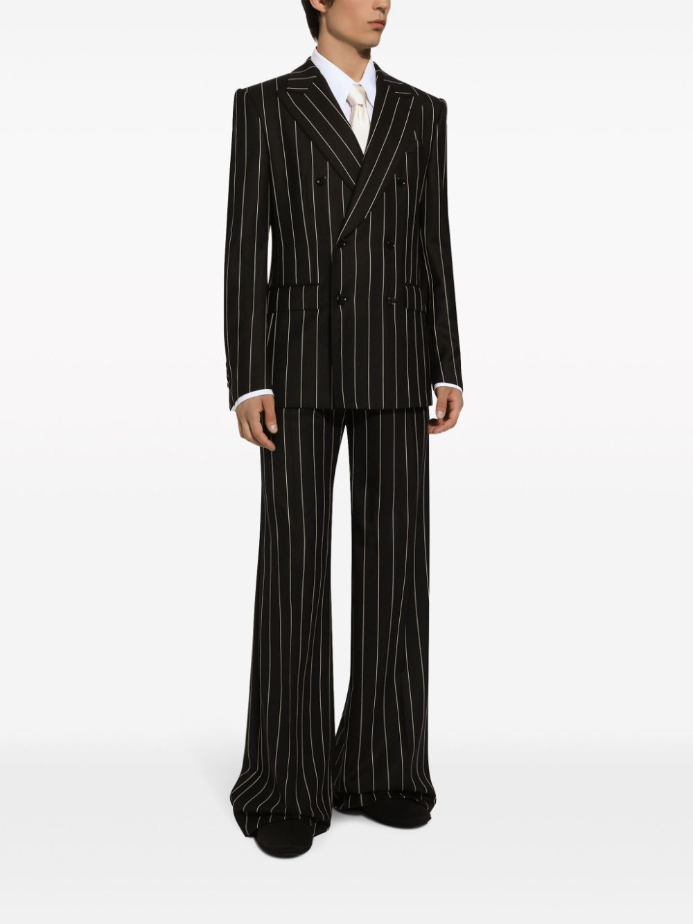 pinstripe-pattern wool blazer - 3