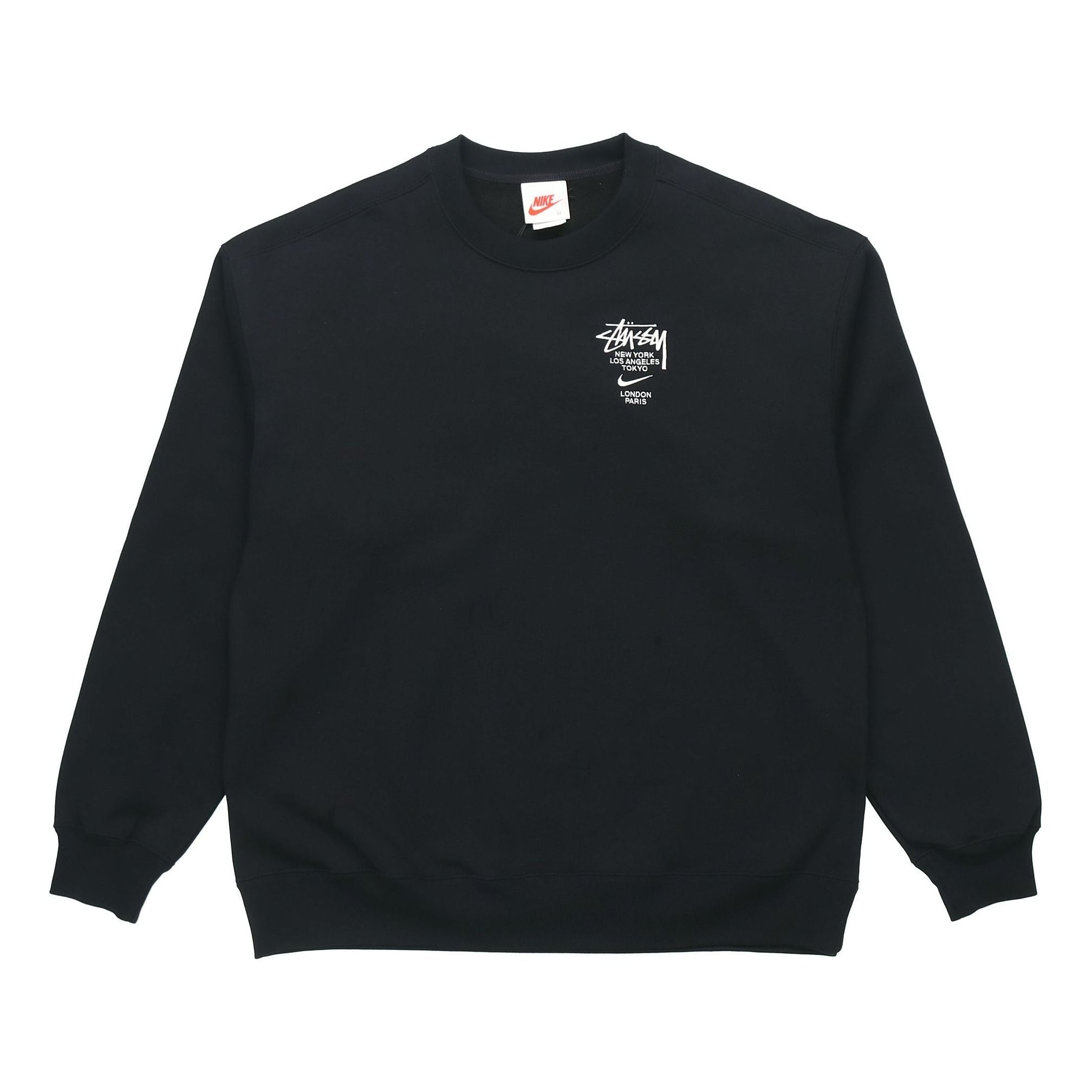 Stussy x Nike Crossover Embroidered Alphabet Logo Loose Pullover Round Neck Fleece Lined Unisex Asia - 1