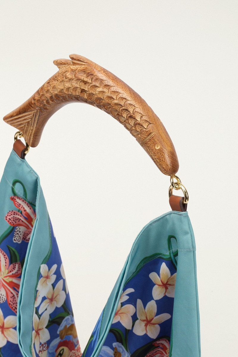 Light Blue Satin Small Scarf Bag 3