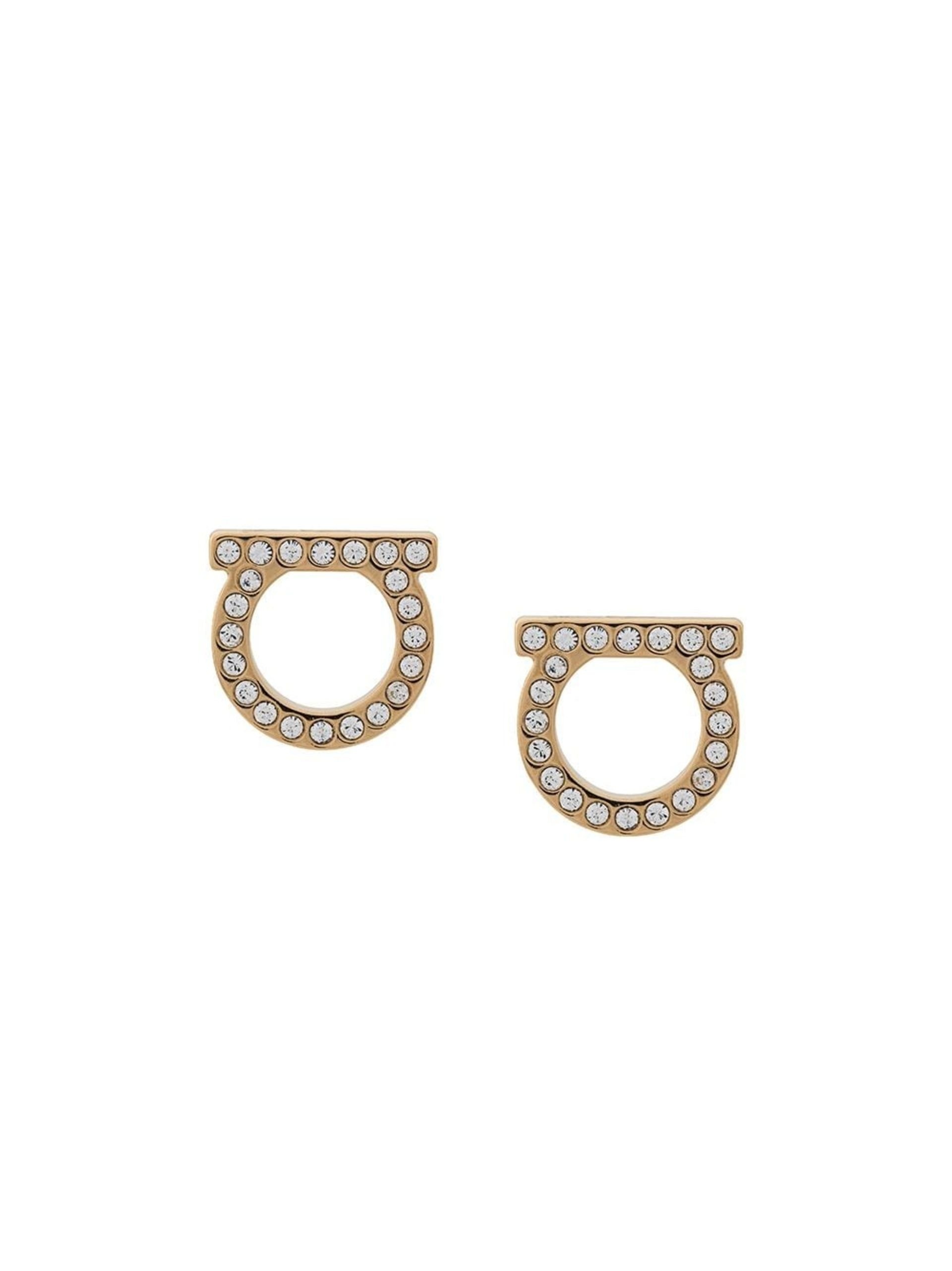 Gold-Tone Gancini Crystal Stud Earrings - 1