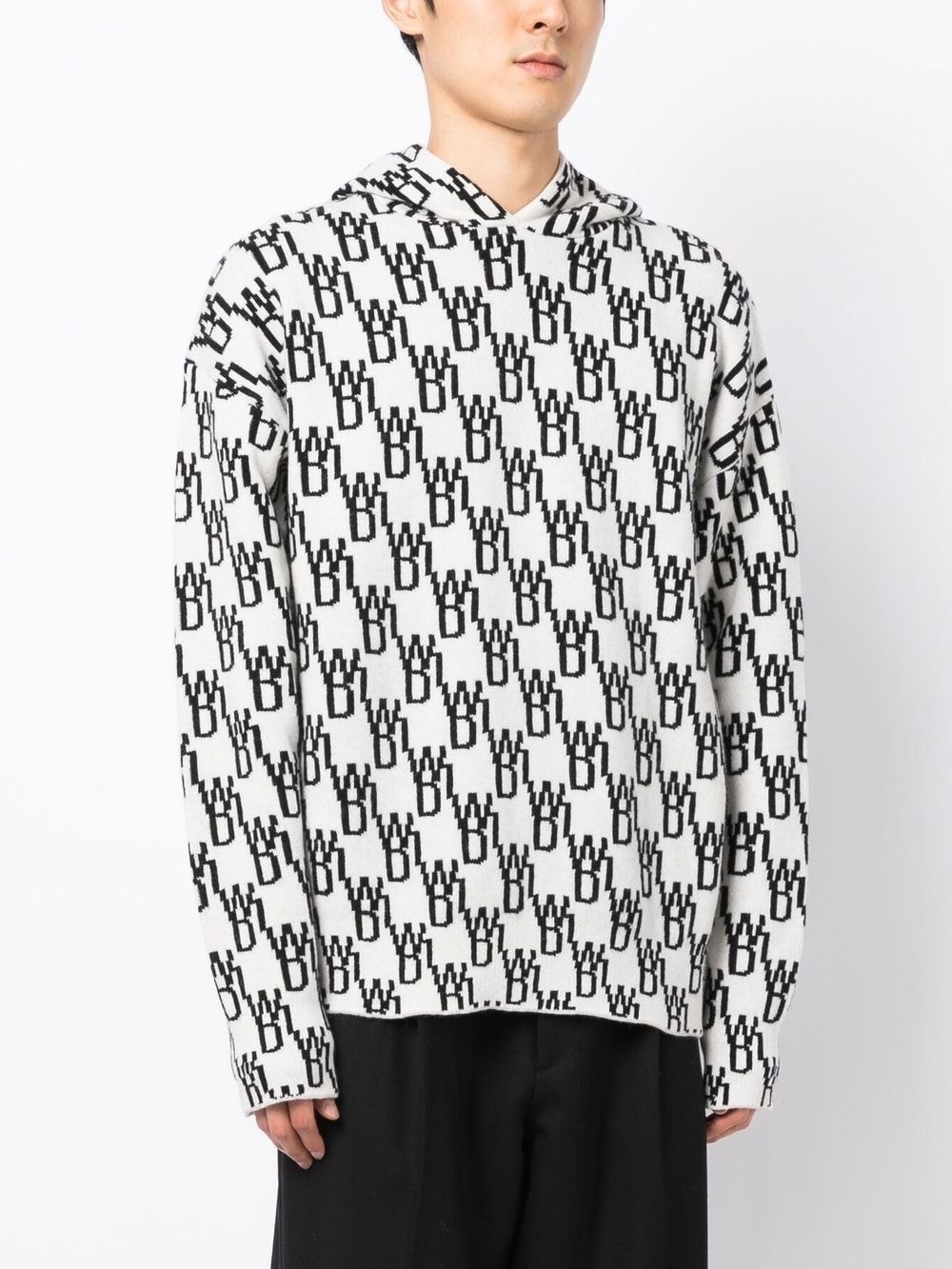 monogram knitted hoodie - 4