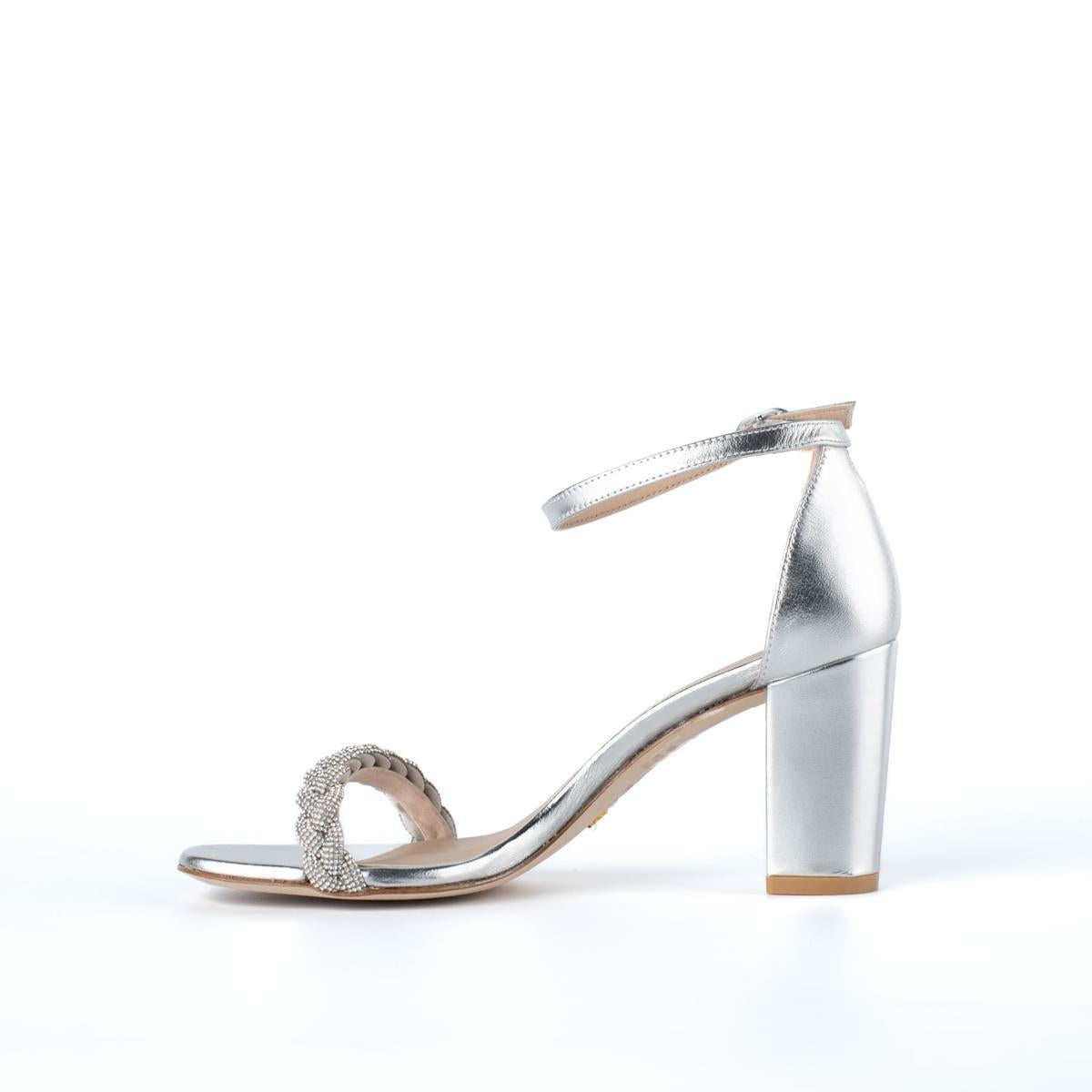 STUART WEITZMAN SILVER SWAROVSKI SANDAL - 3