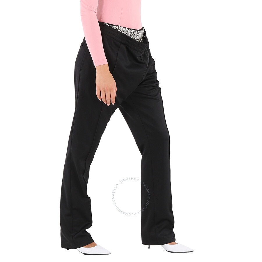 Burberry Black Double-Waist Jersey Crystal Detail Trackpants - 4