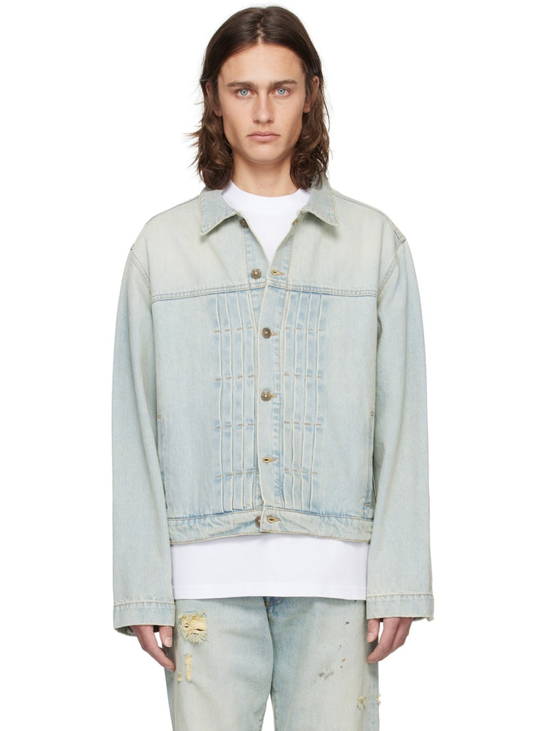 Blue Pleated Denim Jacket 1