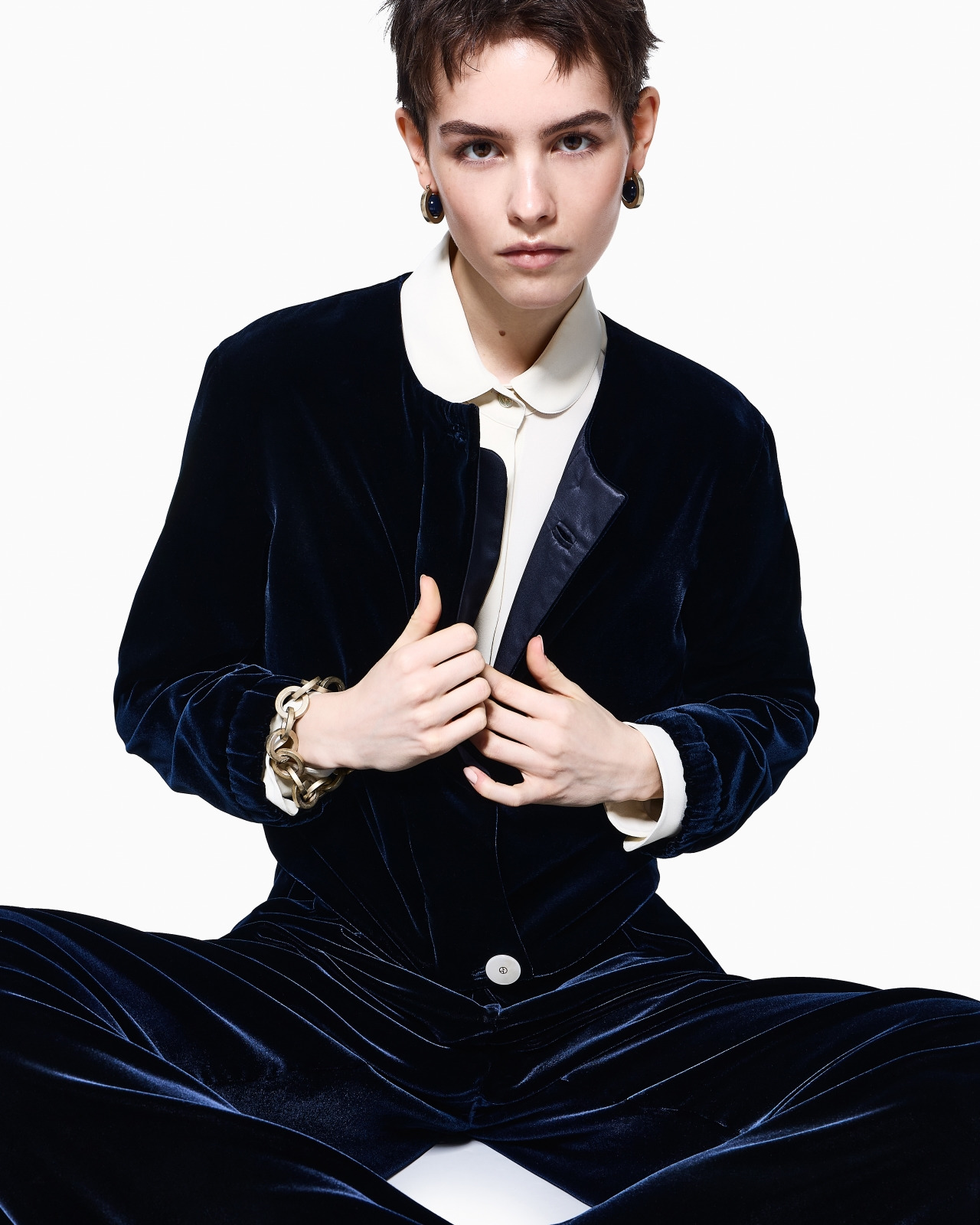 DOUBLE-DARTED VELVET TROUSERS - 7