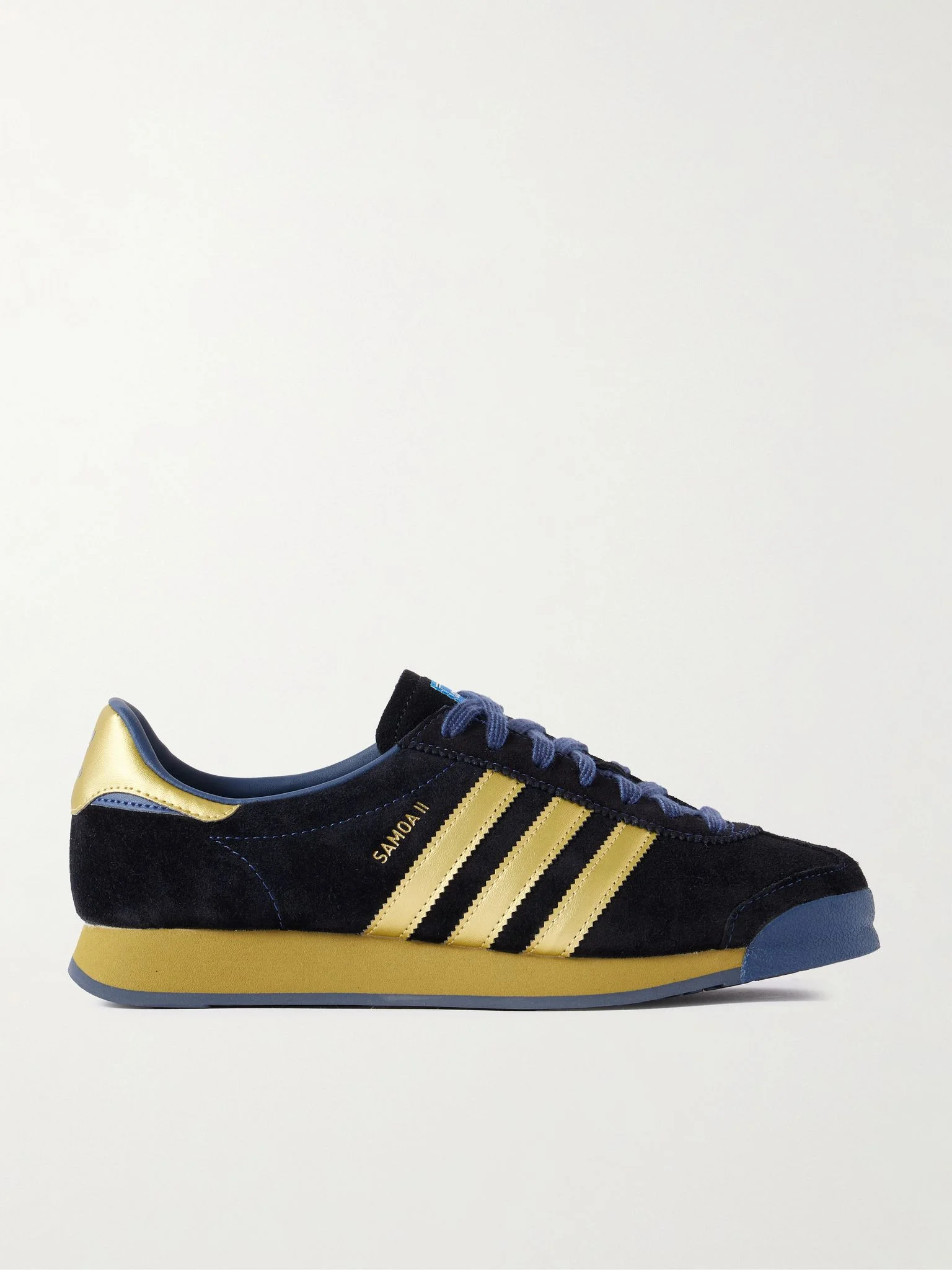 Samoa II Spezial Metallic Leather-Trimmed Suede Sneakers Navy - 1