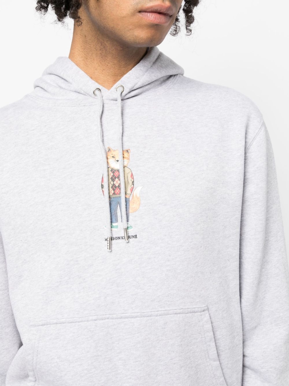 fox-print mélange-jersey hoodie - 5
