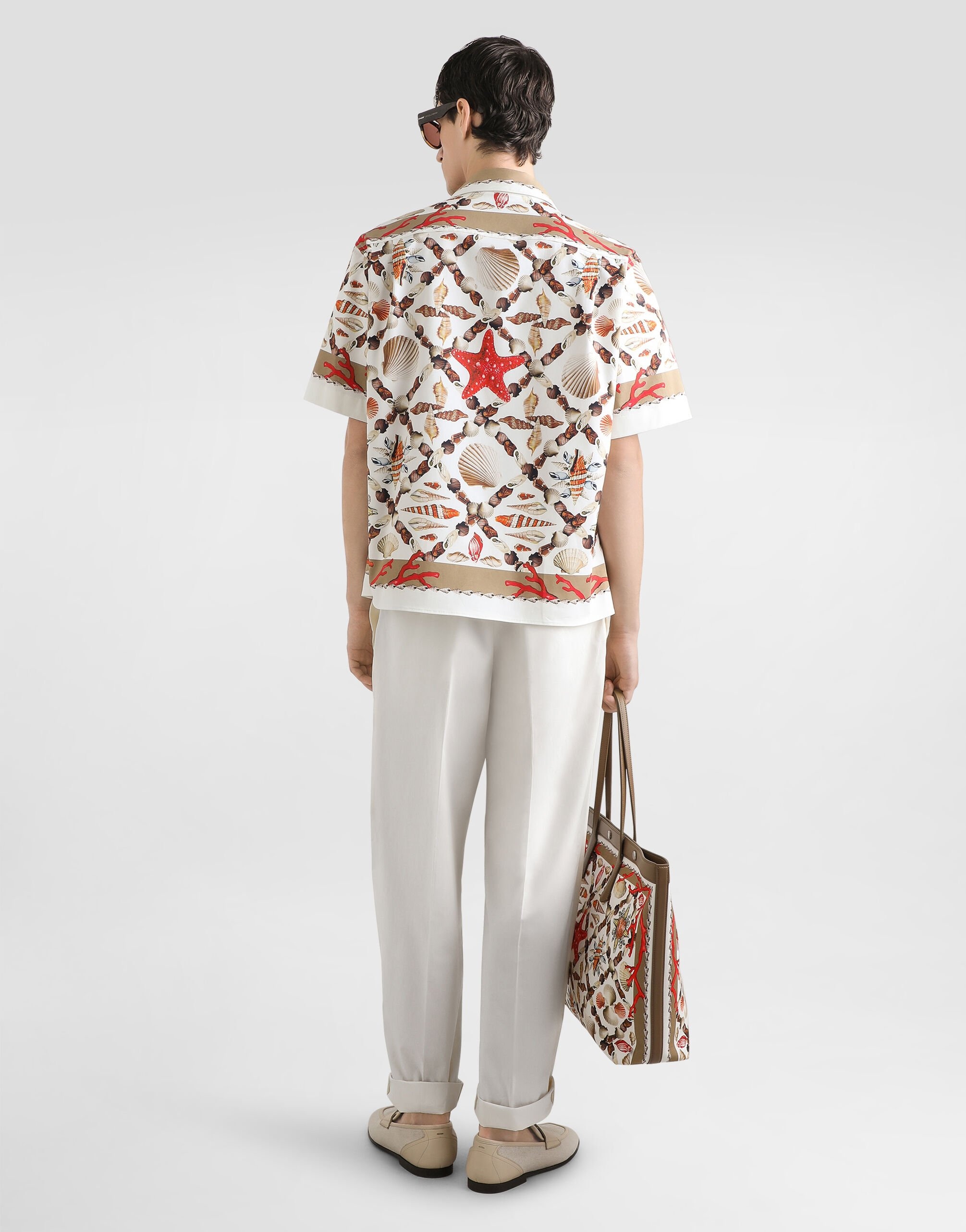 Shell-print stretch drill hawaii shirt - 3