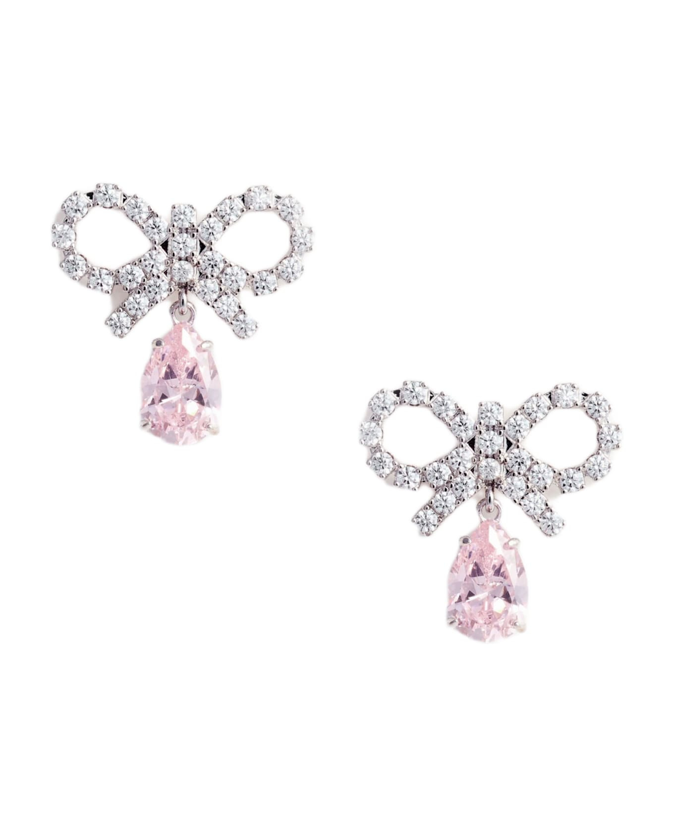 Micro Bow Pink Droplet Earrings - 1