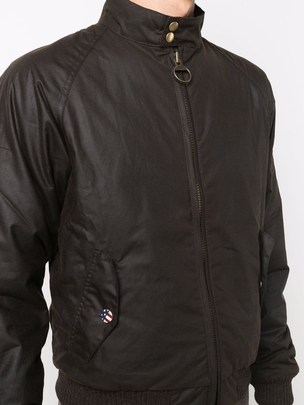 funnel neck zip-up wax jacket - 5