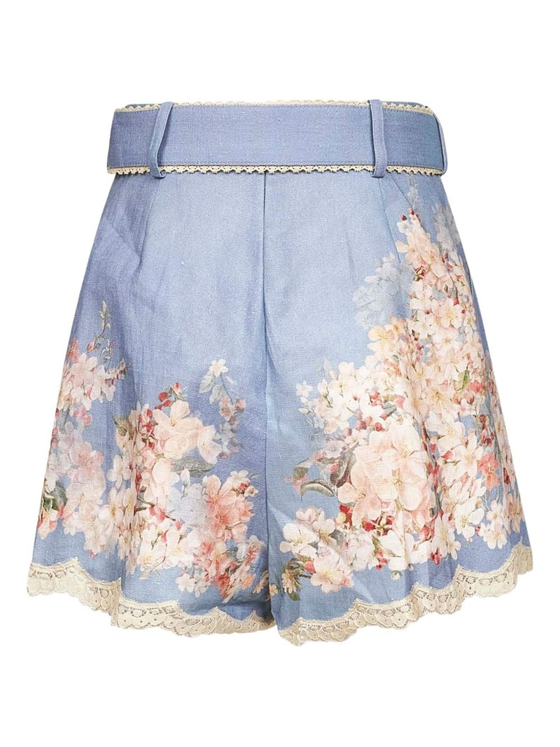 Zimmermann floral-print belted shorts outlook
