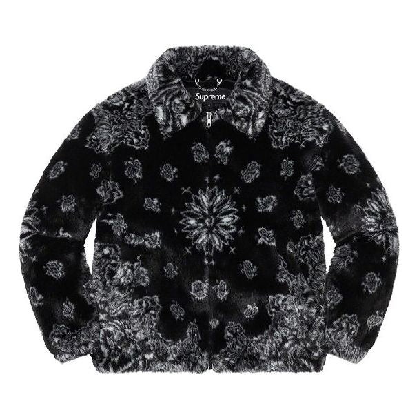 Supreme Bandana Faux Fur Bomber Jacket 'Black White' SUP-SS21-412 - 1