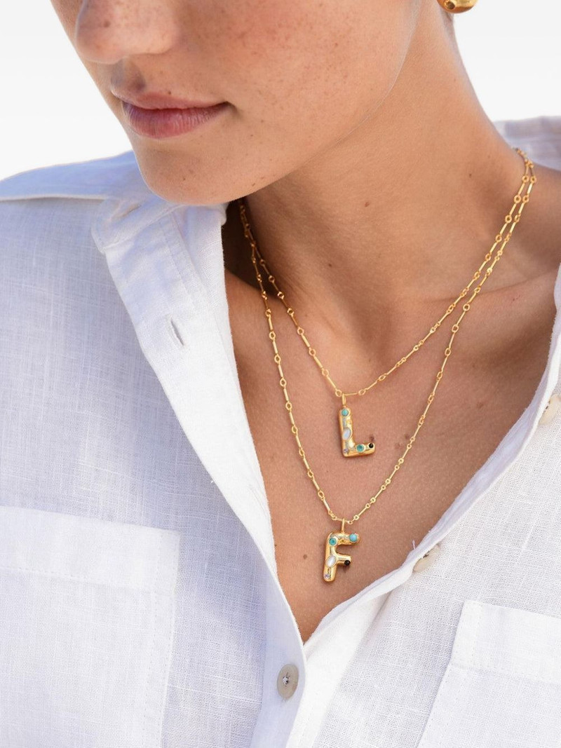 LIZZIE FORTUNATO Confetti Letter stone-embellished necklace outlook