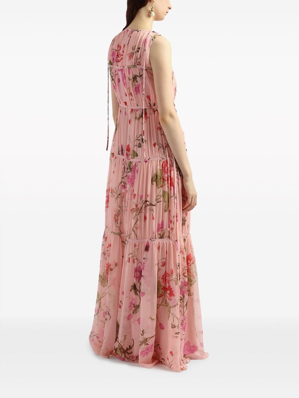 floral-print tiered gown - 4