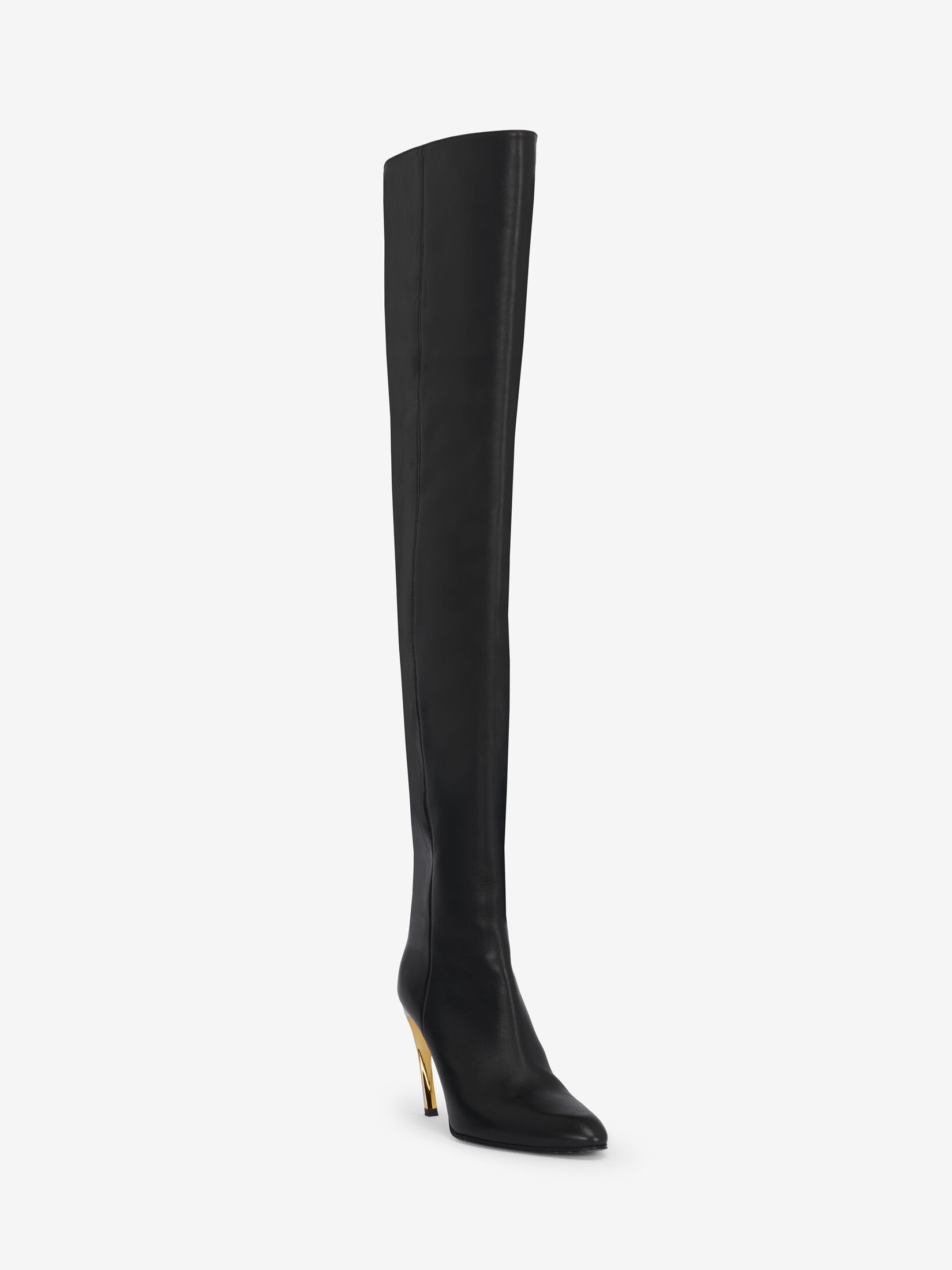 Women's Armadillo Thigh-high Boot in Black/silver/gold - 2