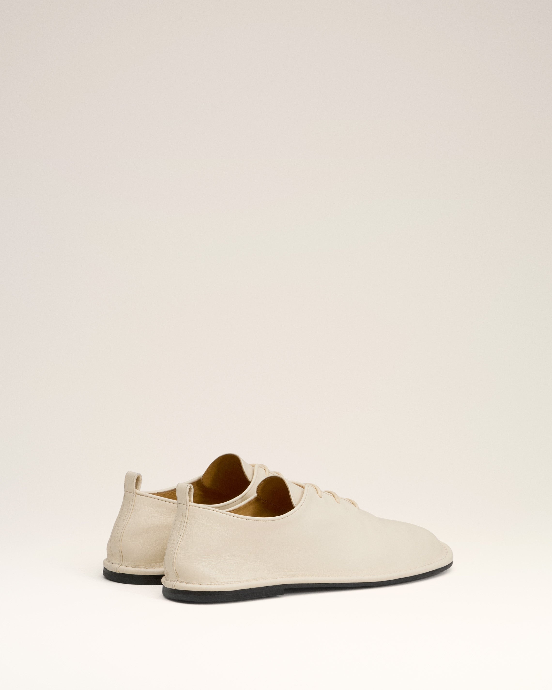 BEIGE LEATHER ONE CUT SHOES - 4