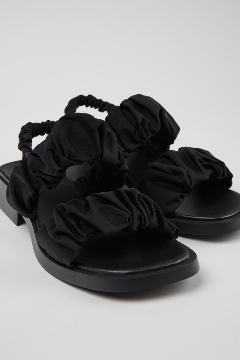 Black Textile Sandals for Women. 2