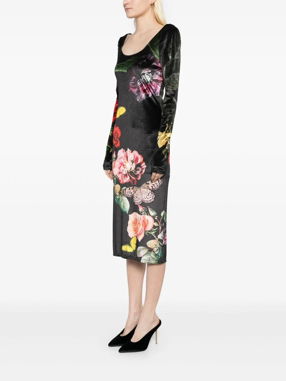 knee length dresses for ladies Delora Printed Mesh Strapless Midi Dress in Mauve