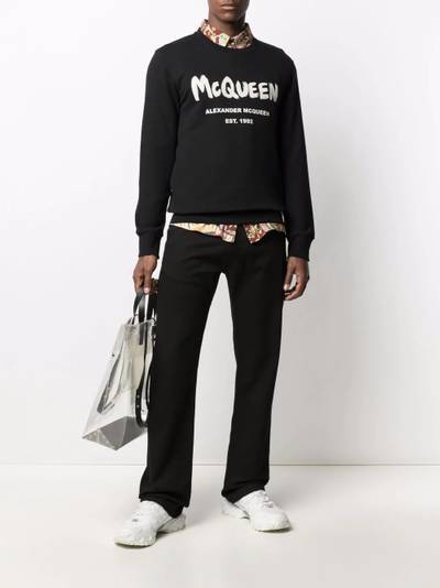 Alexander McQueen logo-embroidered straight-leg jeans outlook